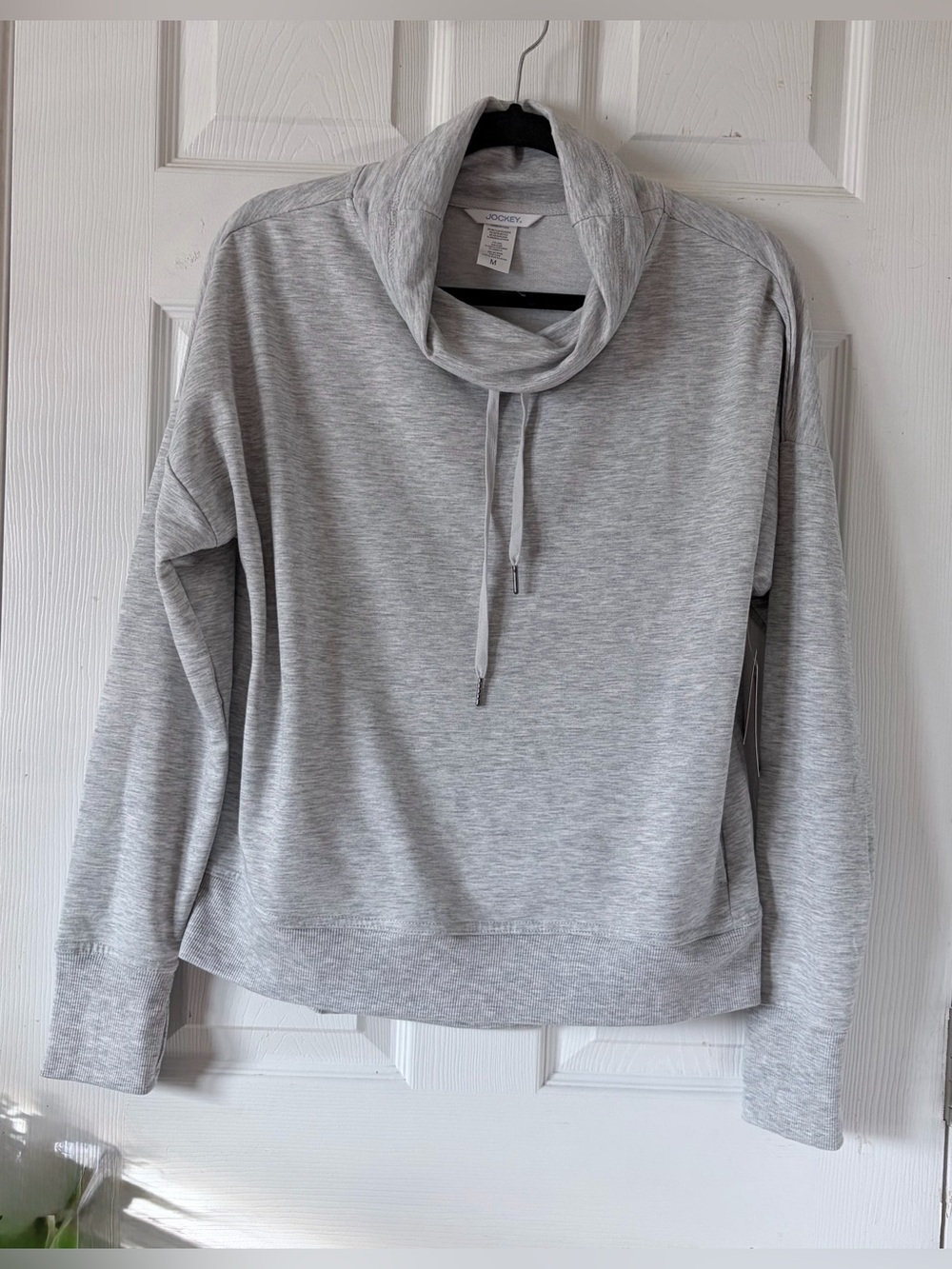 Jockey Light Gray Cowl Neck Pullover with Drawstring Sz M
